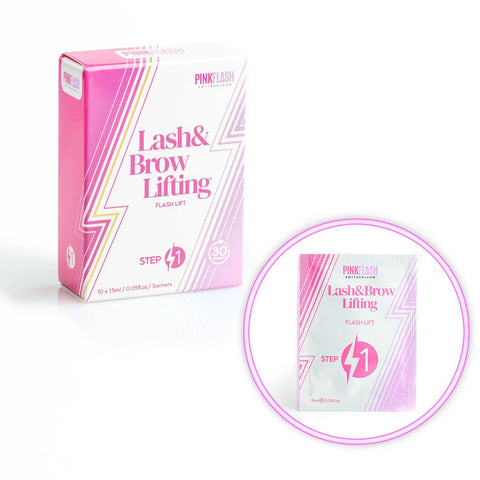 PINK FLASH – Flash Lift Step 1  - Solutie laminare gene si sprancene 15 ml (10 plicuri x 1,5 ml)