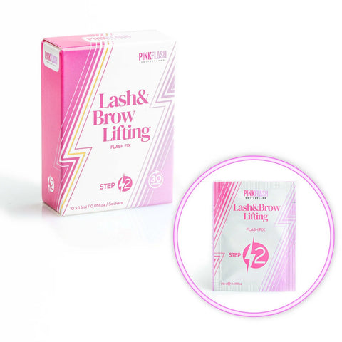 PINK FLASH – Flash Fix Step 2 - Solutie laminare gene si sprancene 15 ml (10 plicuri x 1,5 ml)
